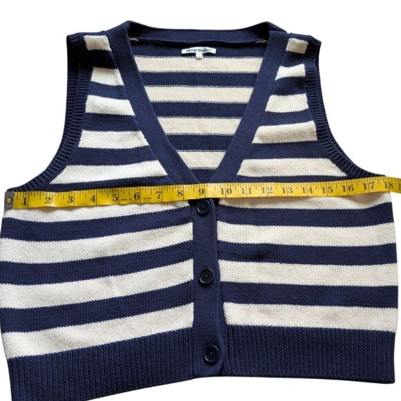 Reformation Zola Sweater Vest Cotton Blue Cream Stripes Buttons Women's Large - Picture 13 of 15